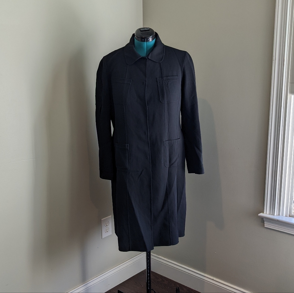 DKNY 100% Wool Black Trench Coat